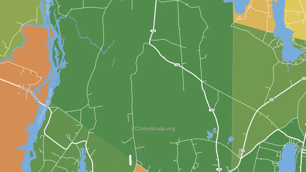 Leeds, ME Map of Robbery Rates