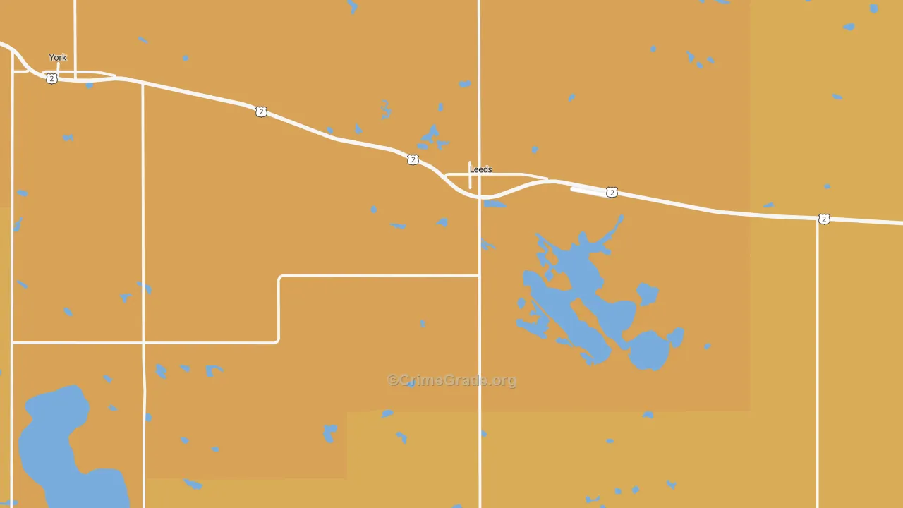 Leeds, ND Map of Robbery Rates