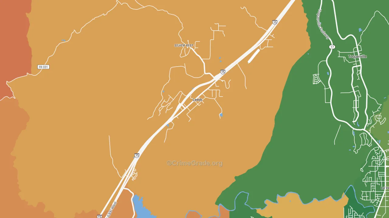 Leeds, UT Map of Robbery Rates