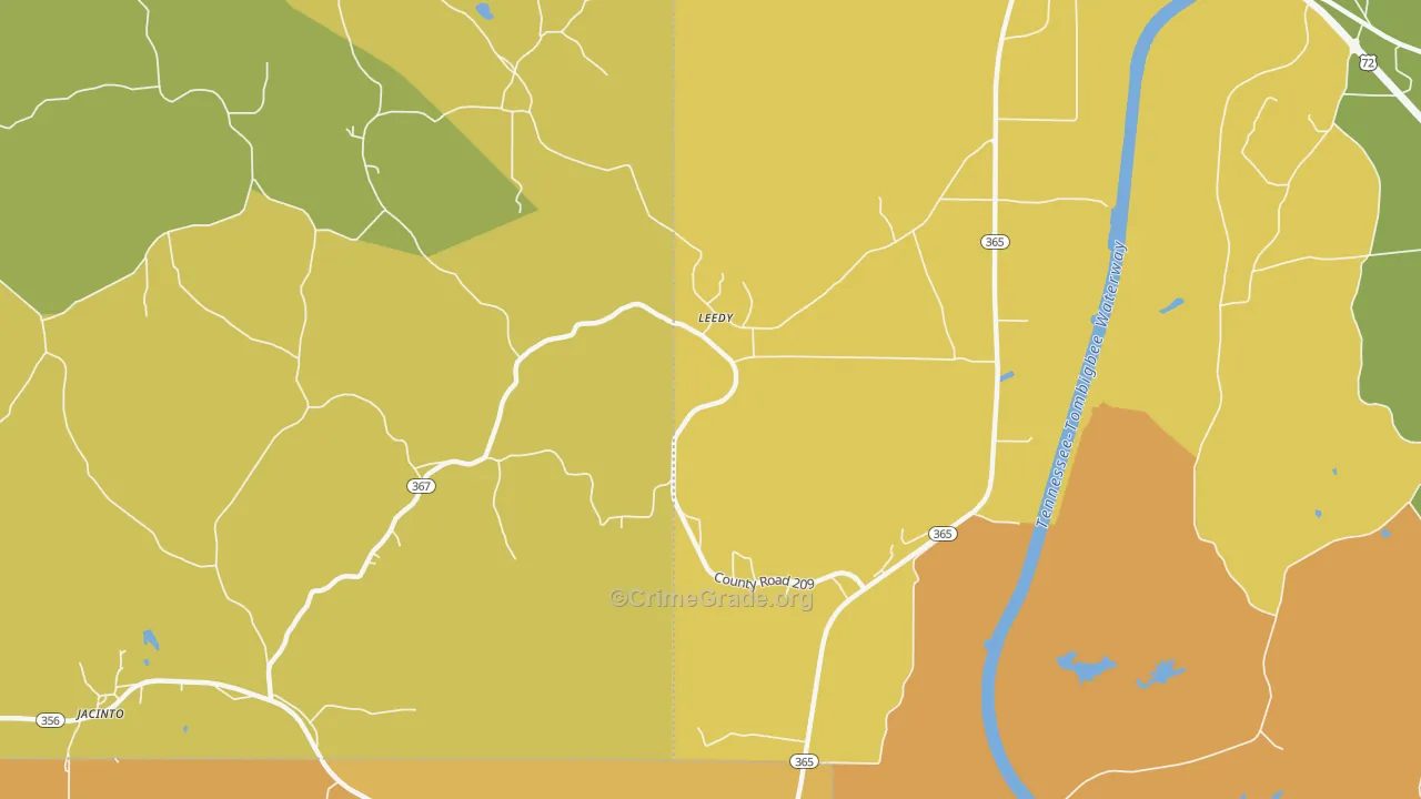 Leedy, MS Map of Robbery Rates