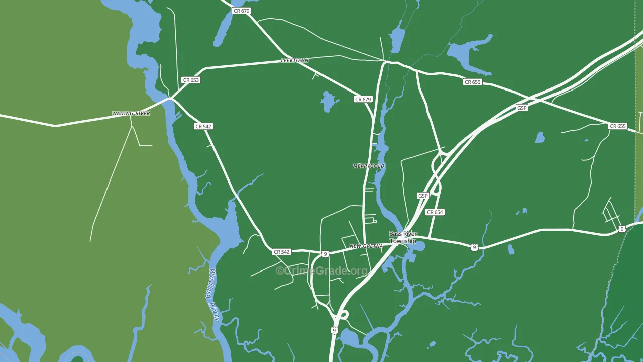 Leektown, NJ Map of Robbery Rates