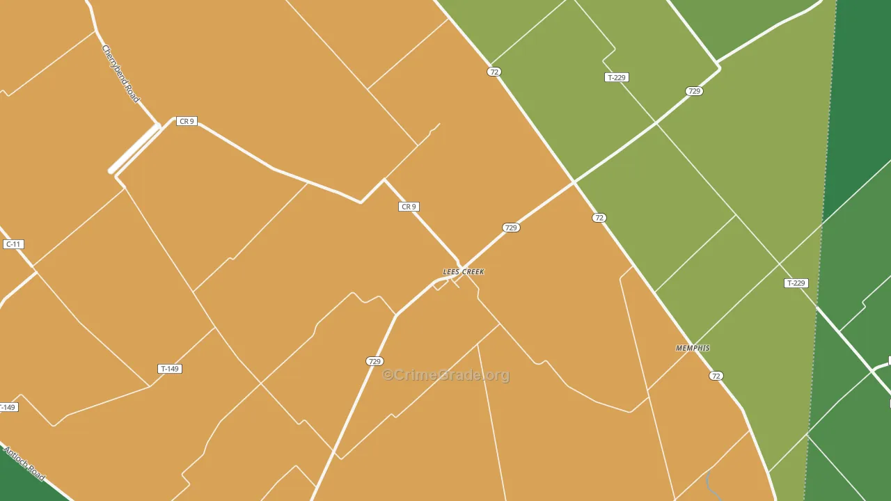 Lees Creek, OH Map of Robbery Rates