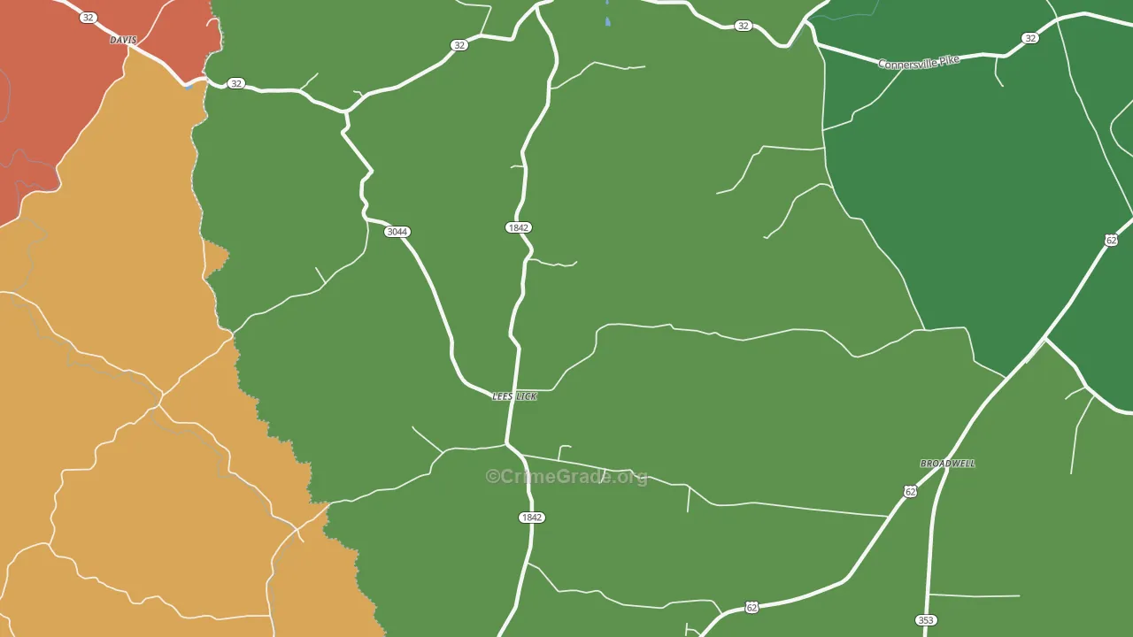 Lees Lick, KY Map of Robbery Rates