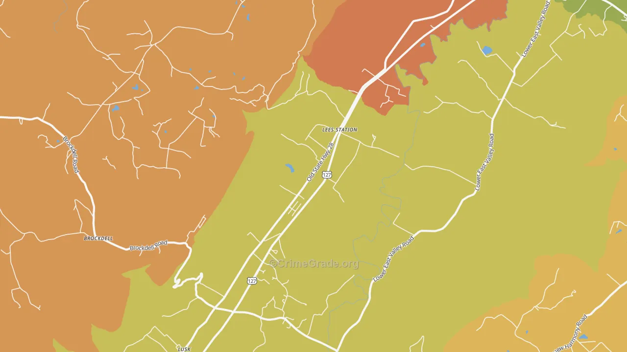 Lees Station, TN Map of Robbery Rates