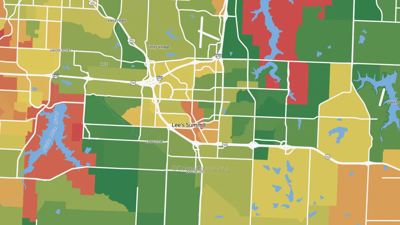 Lees Summit, MO Map of Robbery Rates