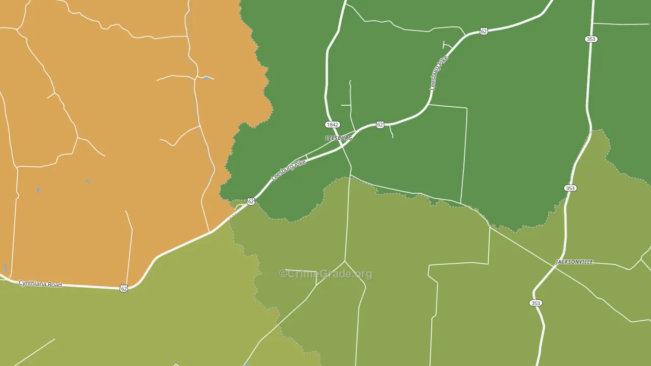 Leesburg, KY Map of Robbery Rates
