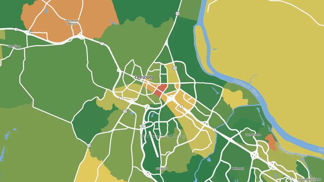 Leesburg, VA Map of Robbery Rates