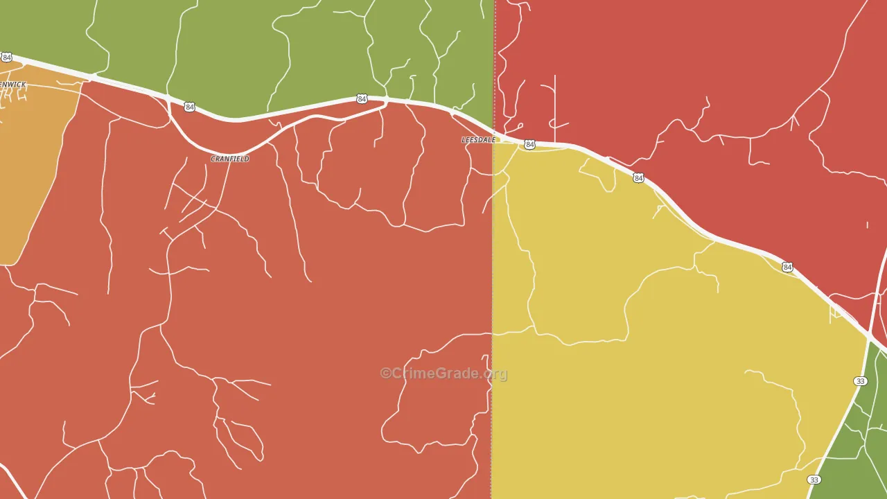 Leesdale, MS Map of Robbery Rates