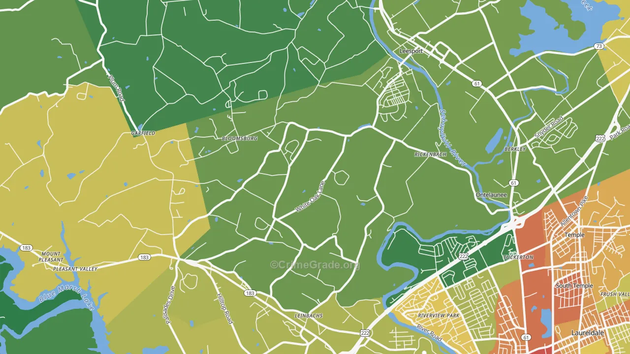 Leesport, PA Map of Robbery Rates