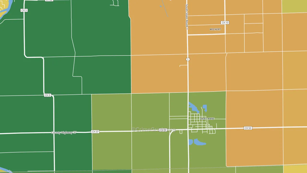 Leesville, IL Map of Robbery Rates