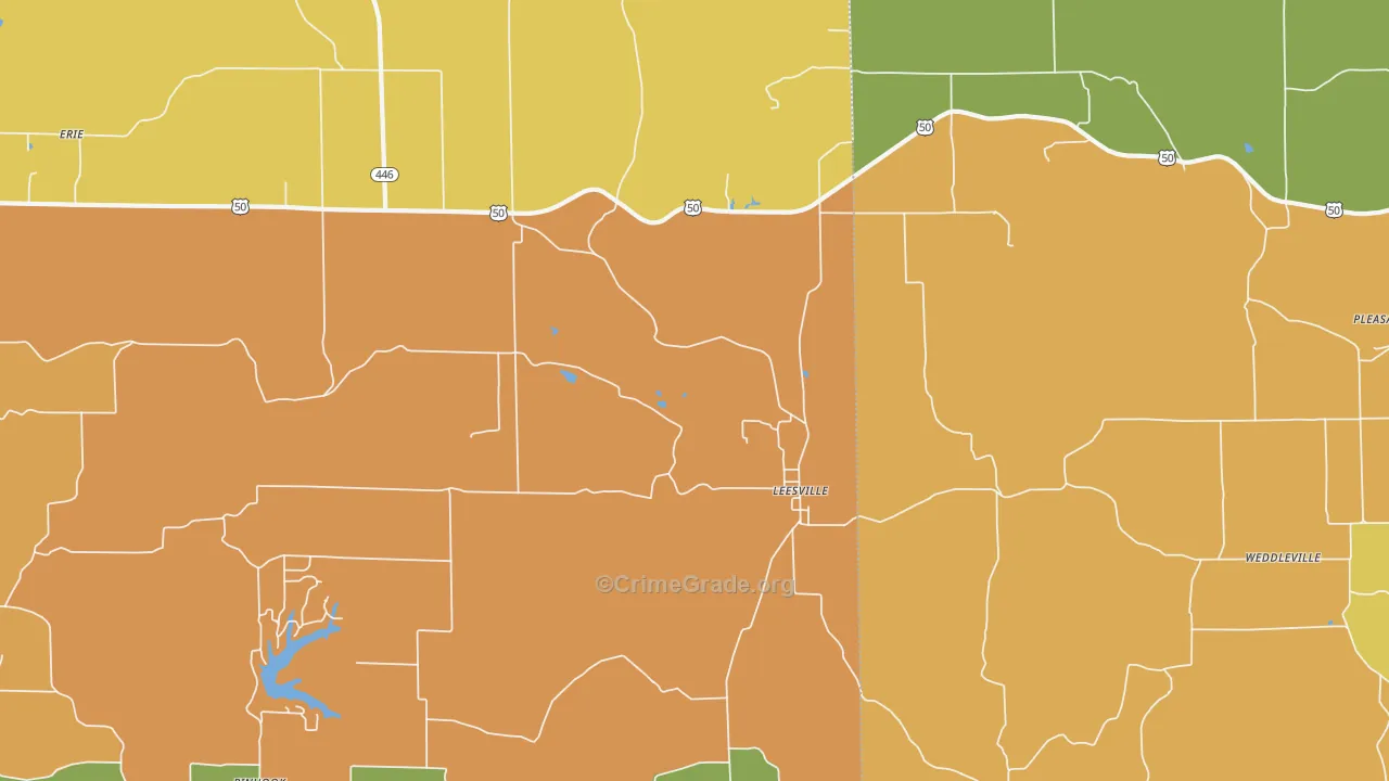 Leesville, IN Map of Robbery Rates