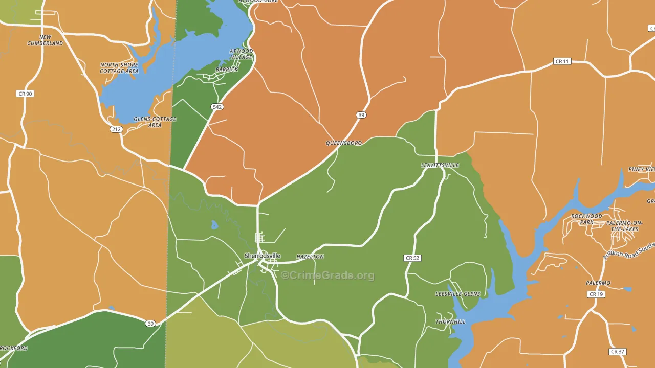 Leesville, OH Map of Robbery Rates