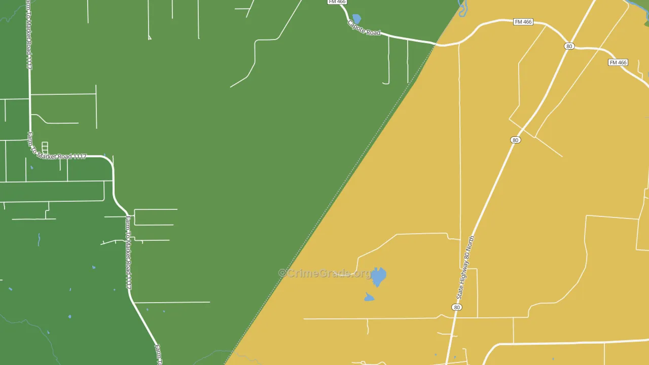 Leesville, TX Map of Robbery Rates