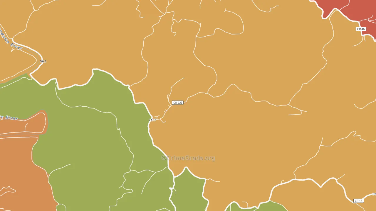 Leet, WV Map of Robbery Rates