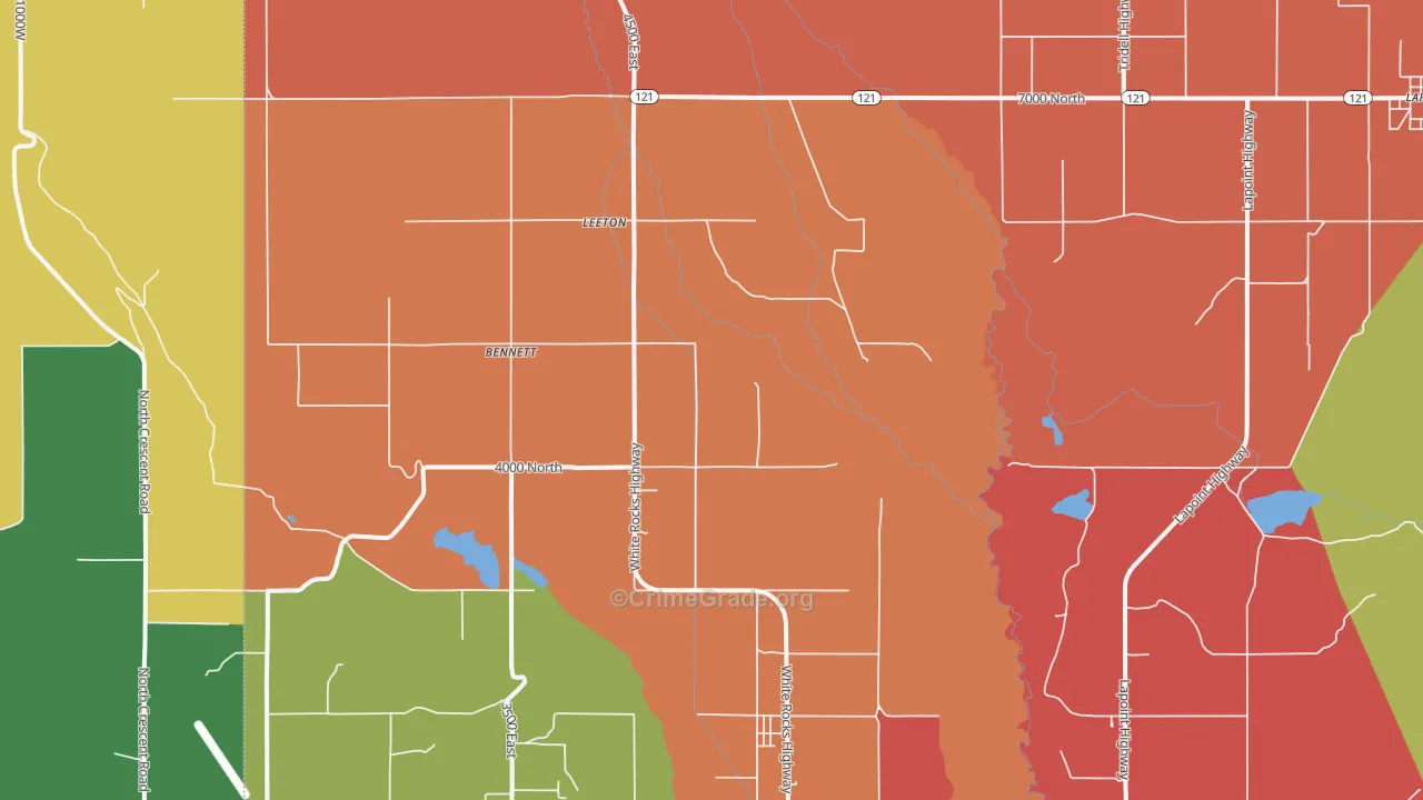 Leeton, UT Map of Robbery Rates