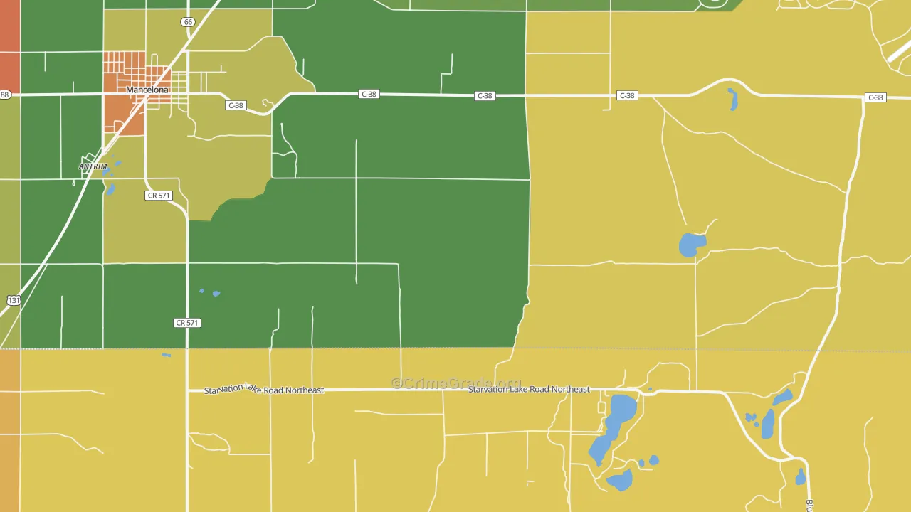 Leetsville, MI Map of Robbery Rates