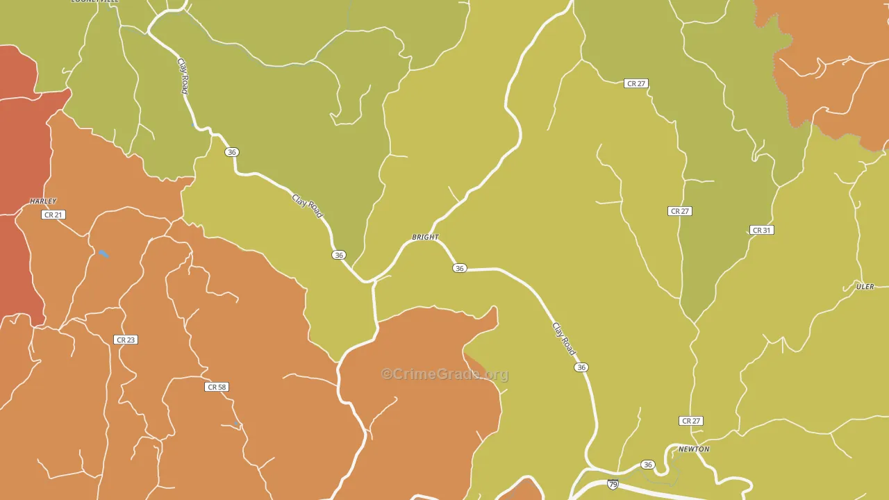 Left Hand, WV Map of Robbery Rates