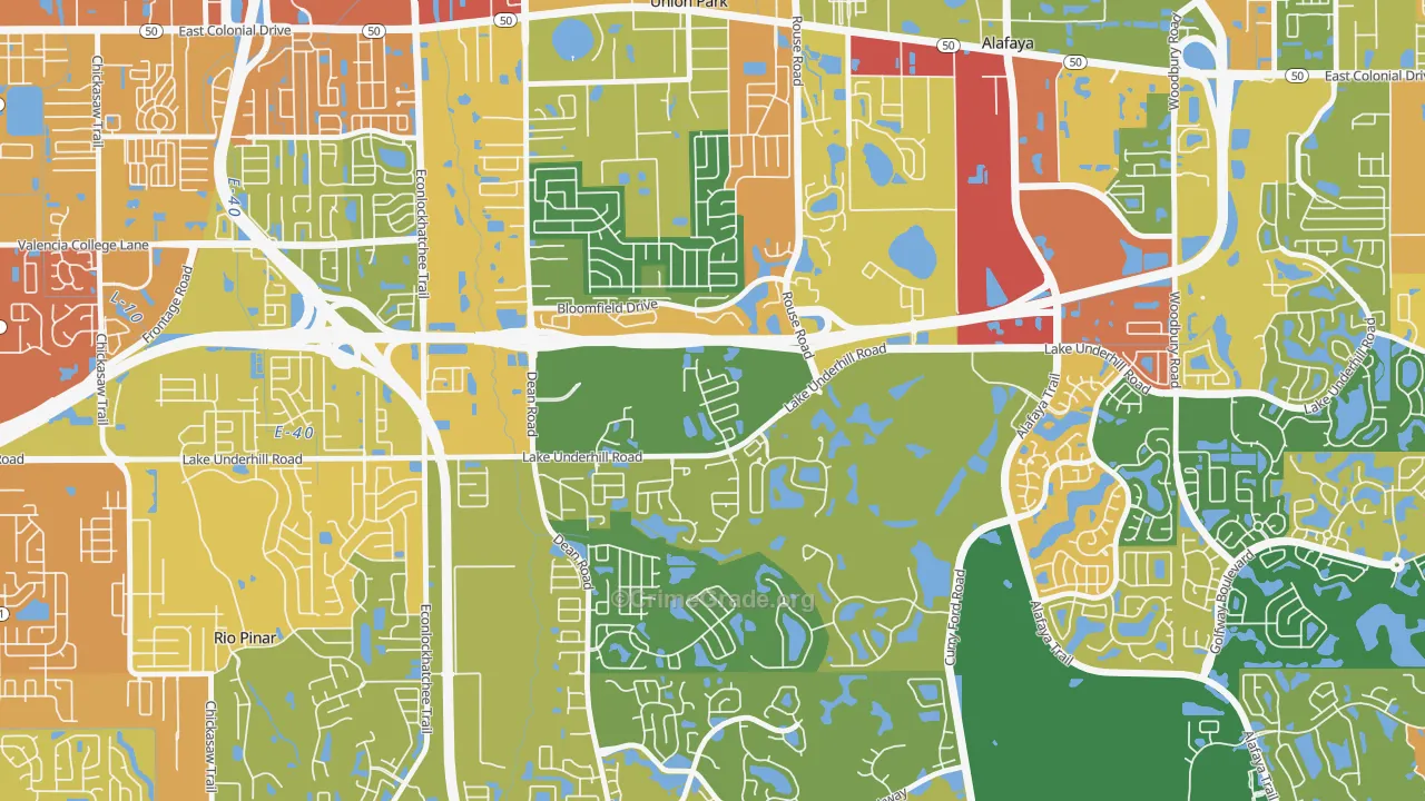 Legacy Place, Alafaya, FL Map of Robbery Rates