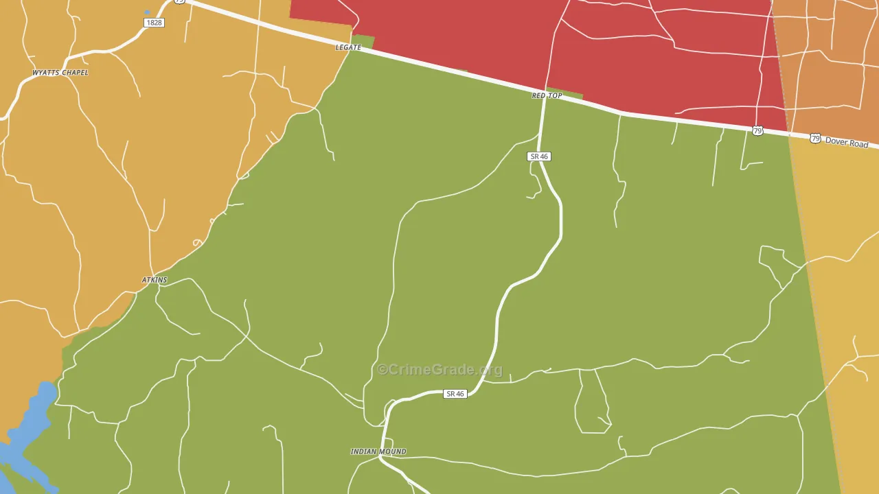 Legate, TN Map of Robbery Rates