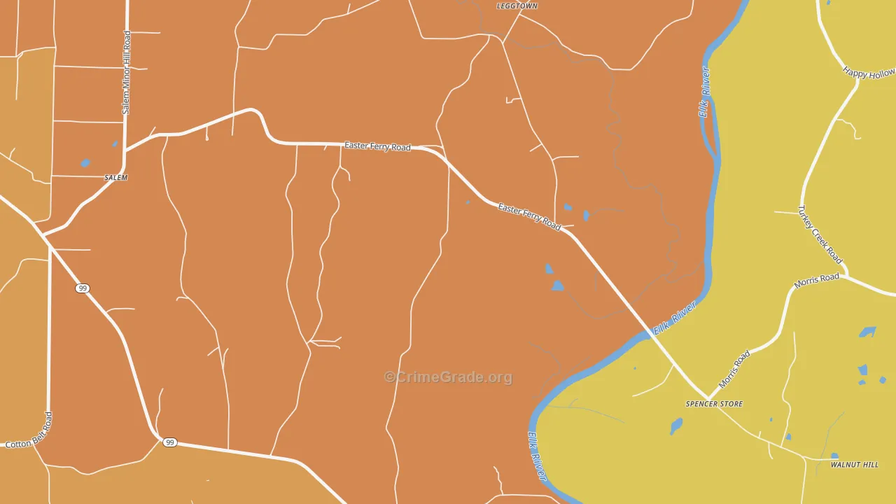 Leggtown, AL Map of Robbery Rates
