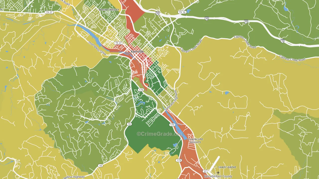 Legion, TX Map of Robbery Rates