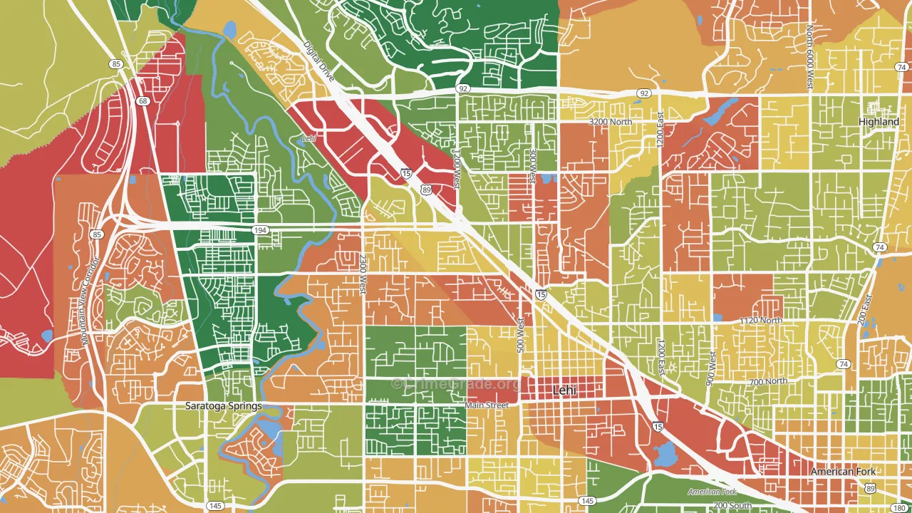 Lehi, UT Map of Robbery Rates
