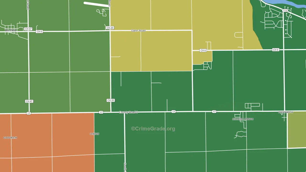 Lehigh, IL Map of Robbery Rates