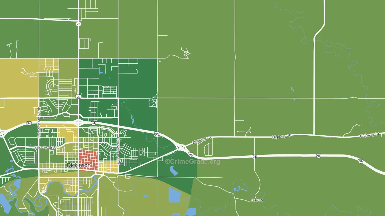 Lehigh, ND Map of Robbery Rates
