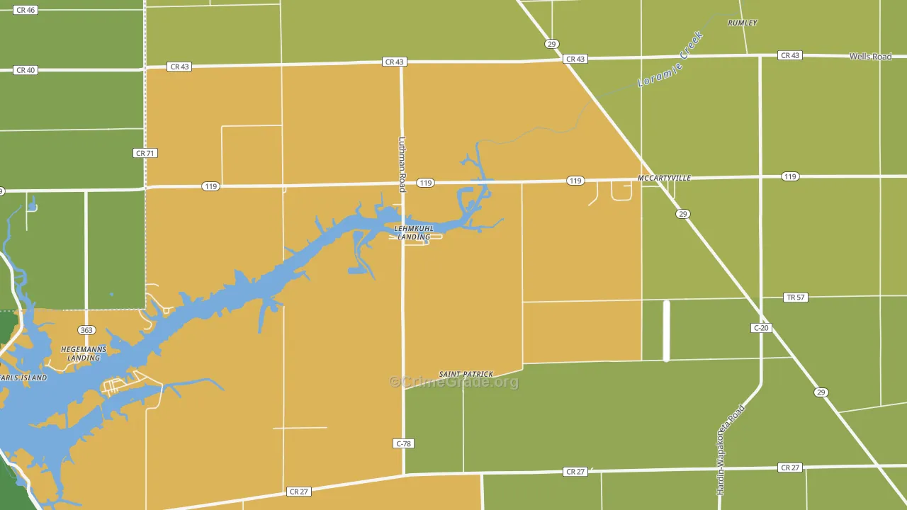 Lehmkuhl Landing, OH Map of Robbery Rates