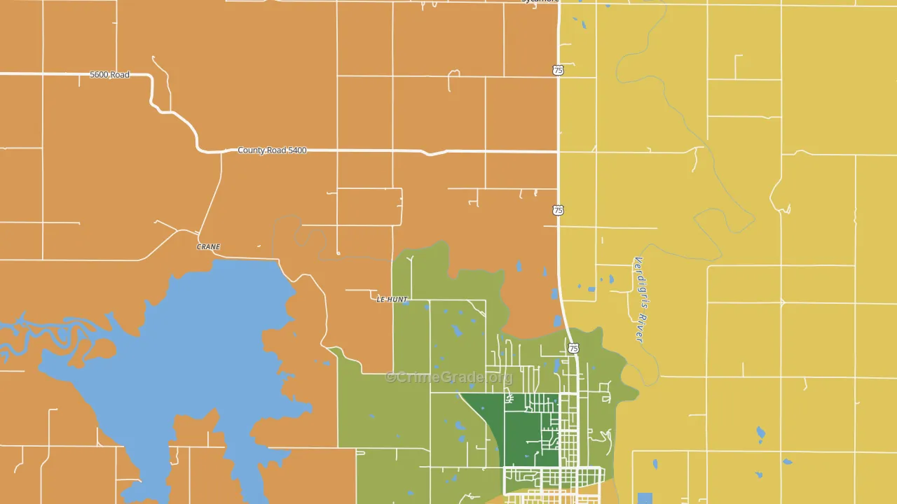 Lehunt, KS Map of Robbery Rates