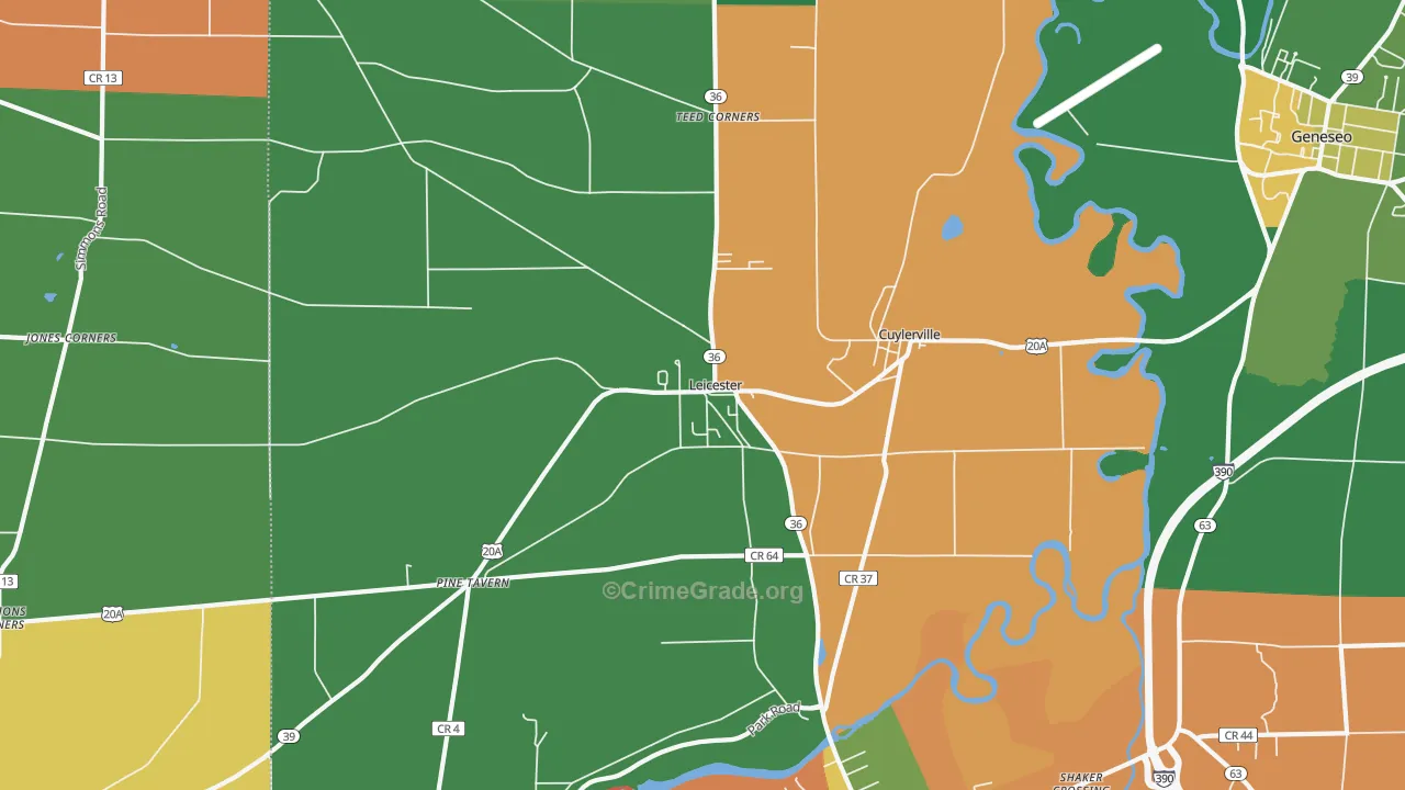 Leicester, NY Map of Robbery Rates