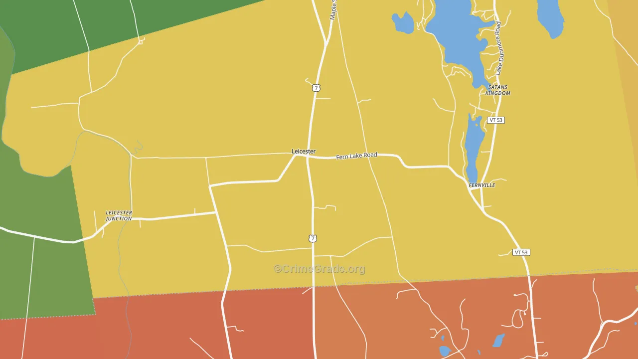 Leicester, VT Map of Robbery Rates