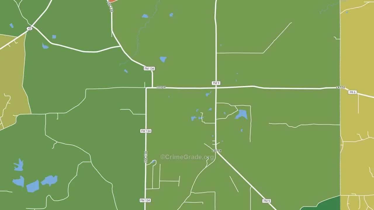 Leigh, TX Map of Robbery Rates