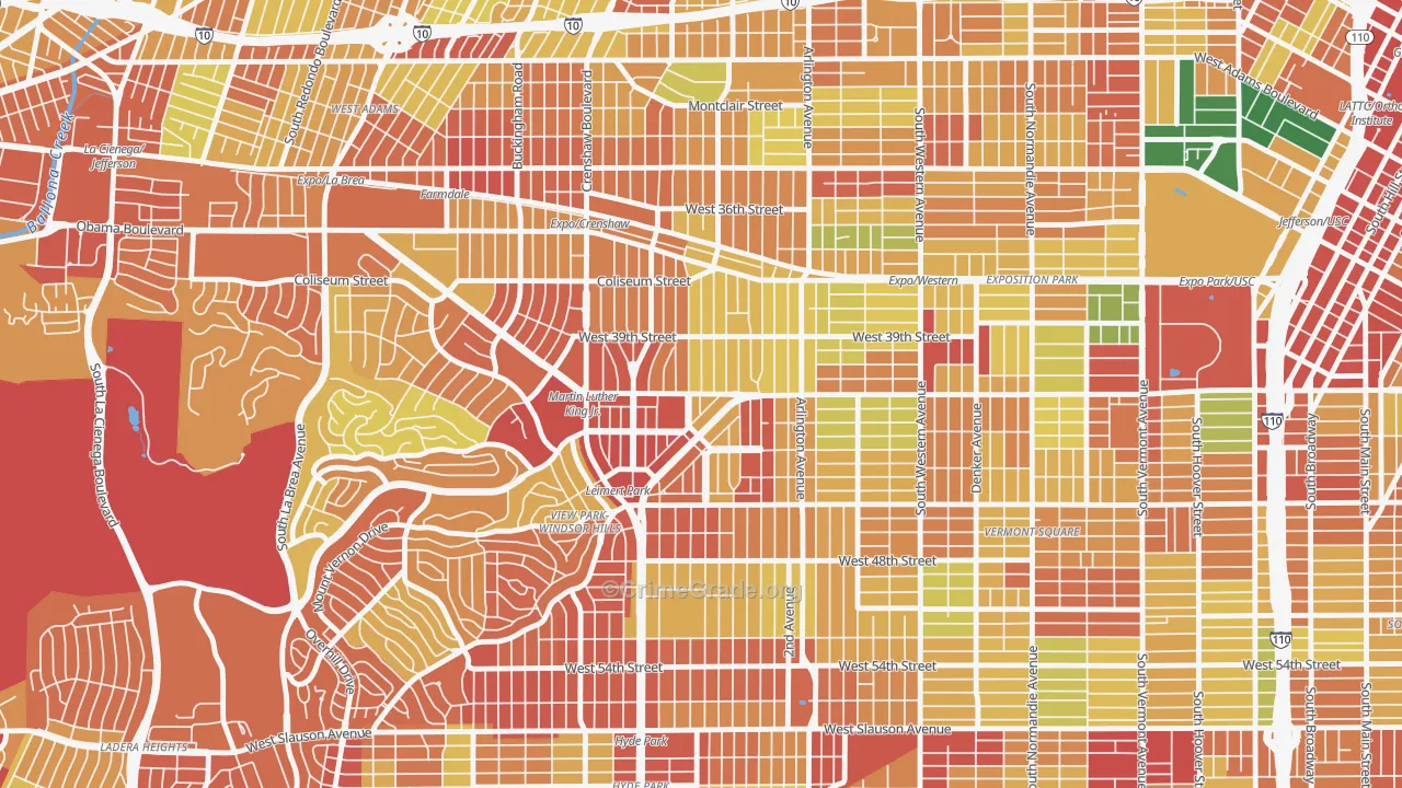 Leimert Park, Los Angeles, CA Map of Robbery Rates