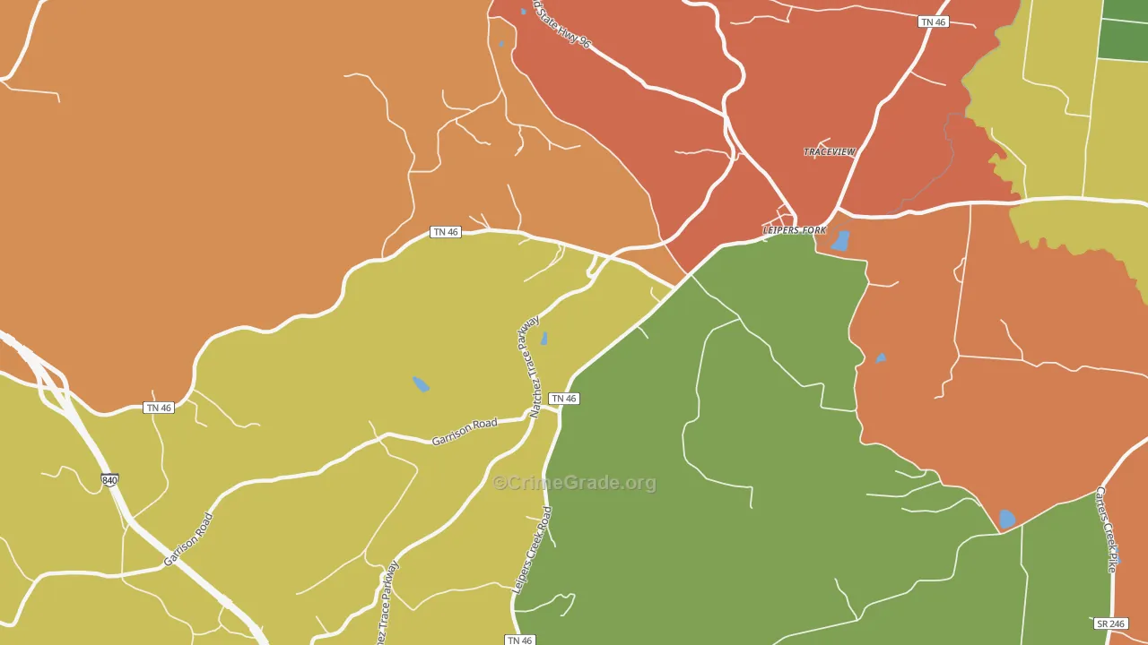 Leipers Fork, TN Map of Robbery Rates