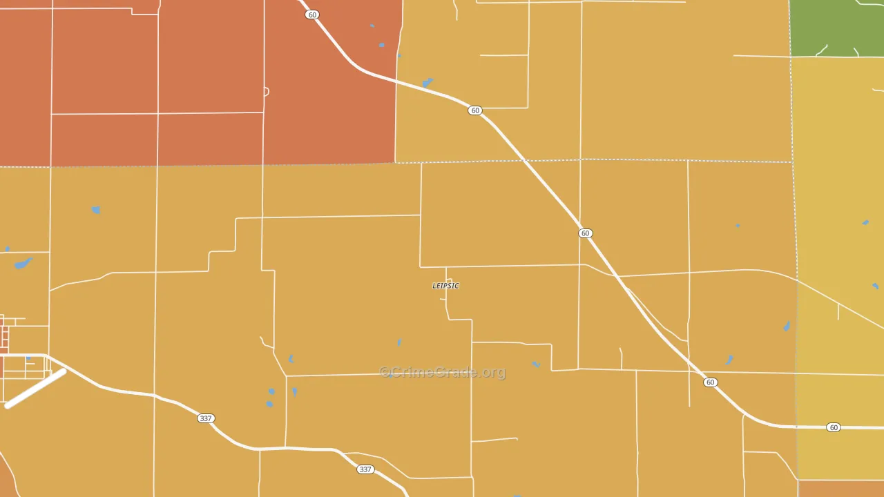 Leipsic, IN Map of Robbery Rates