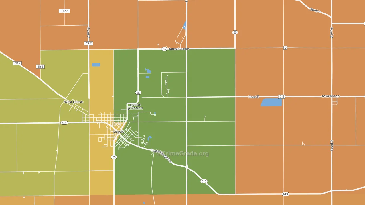 Leipsic Junction, OH Map of Robbery Rates