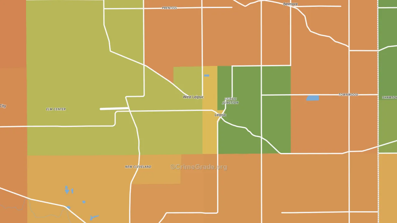 Leipsic, OH Map of Robbery Rates