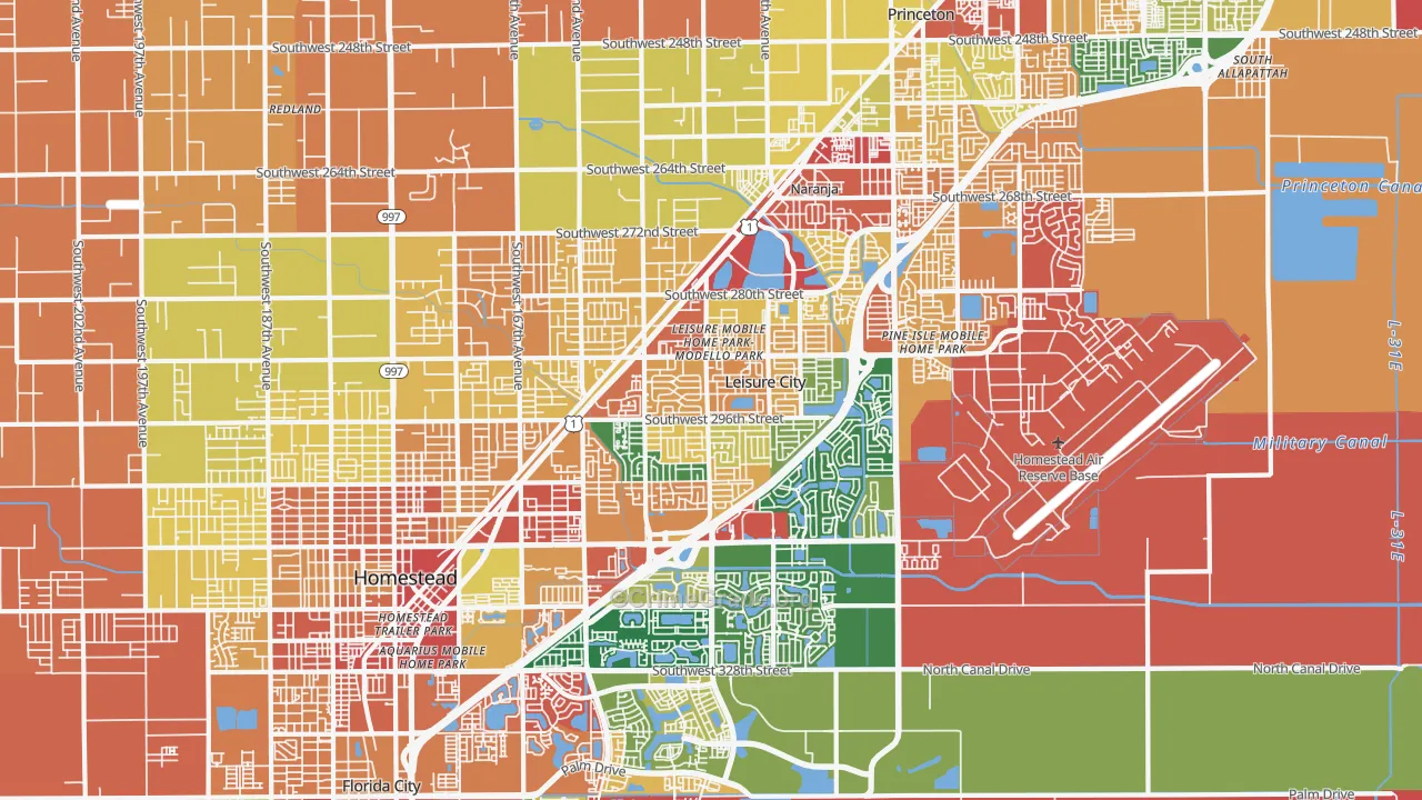 Leisure City, FL Map of Robbery Rates