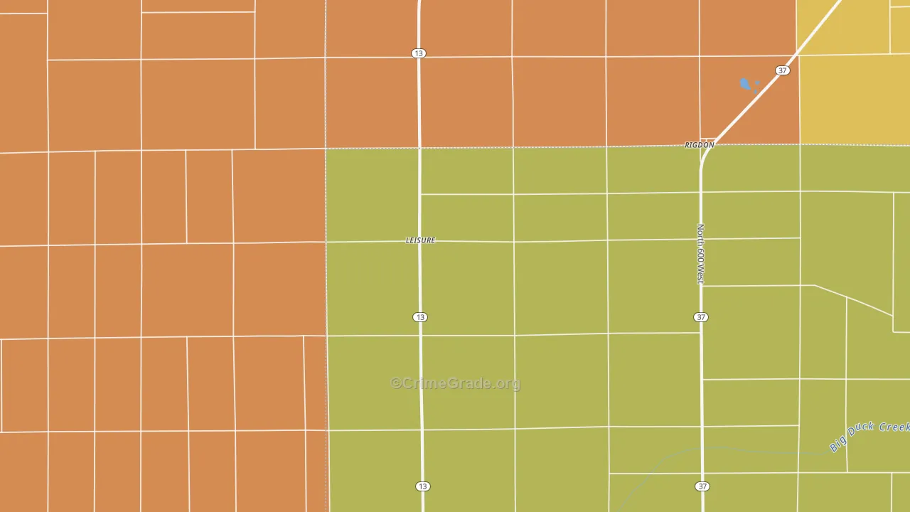 Leisure, IN Map of Robbery Rates