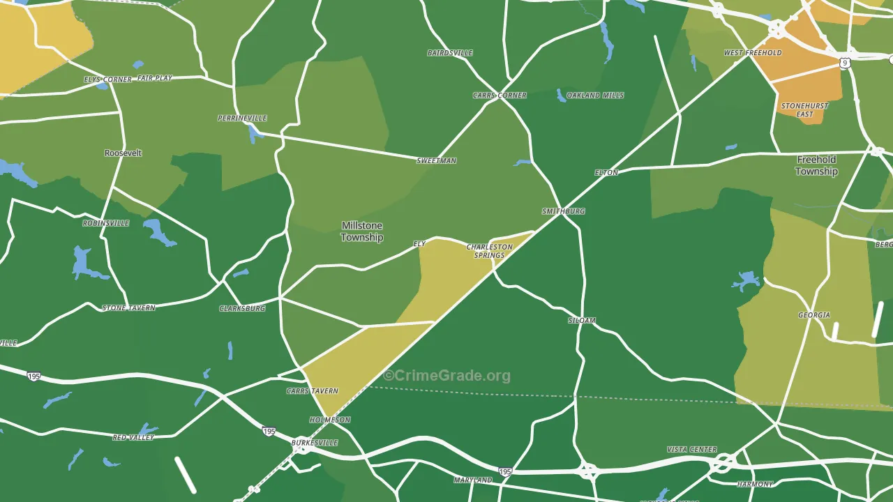 Leisure Knoll, NJ Map of Robbery Rates
