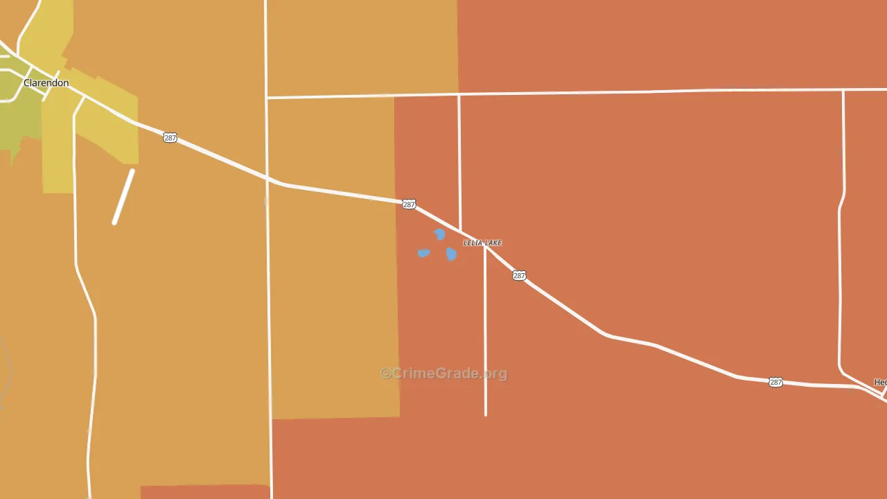 Lelia Lake, TX Map of Robbery Rates