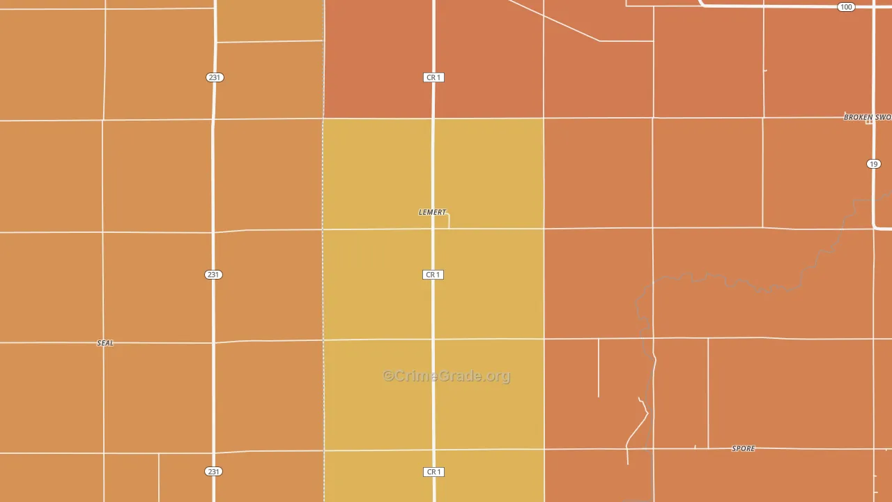 Lemert, OH Map of Robbery Rates