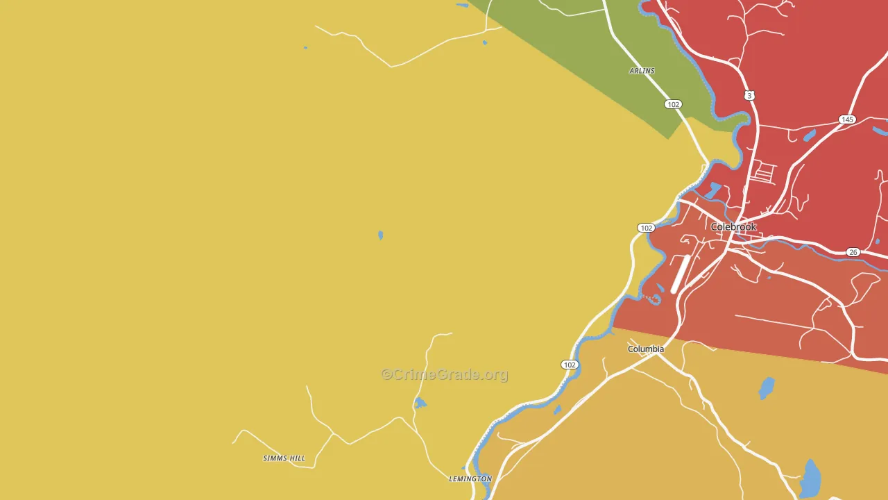 Lemington, VT Map of Robbery Rates