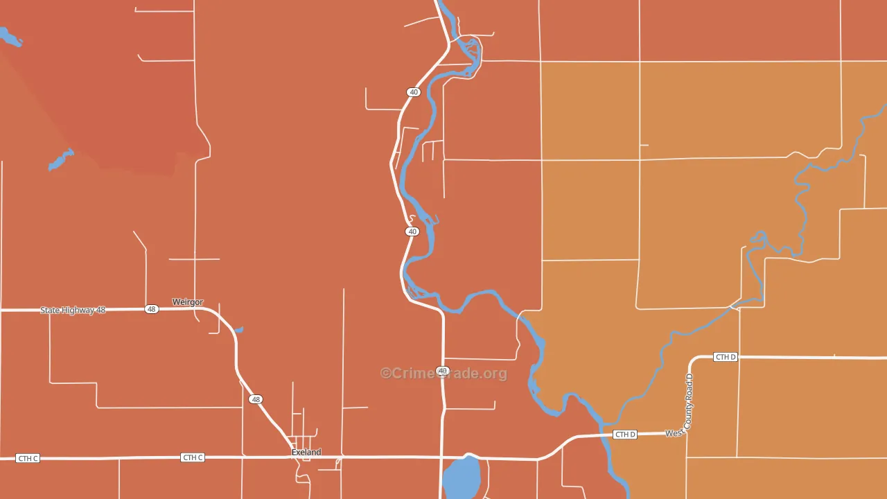 Lemington, WI Map of Robbery Rates