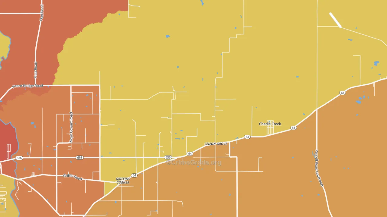 Lemon Grove, FL Map of Robbery Rates