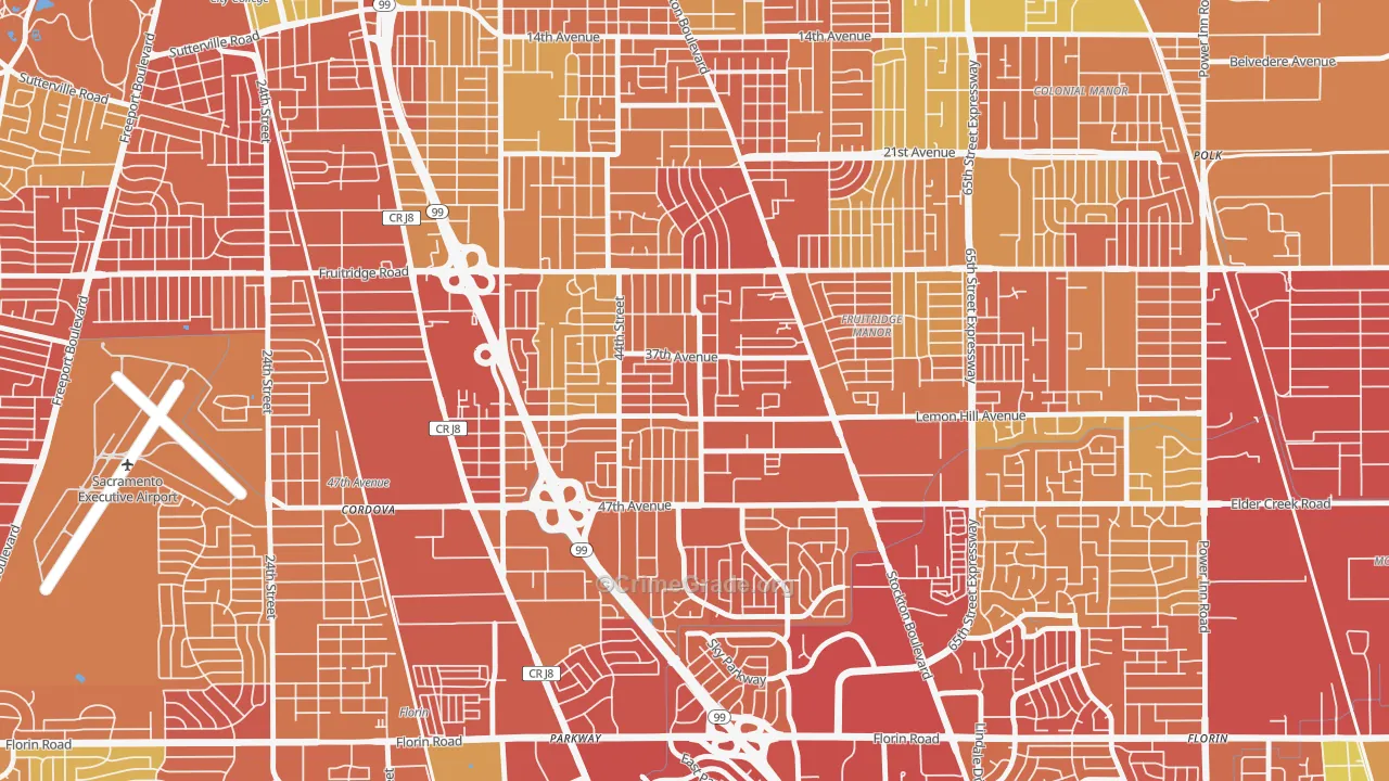 Lemon Hill, CA Map of Robbery Rates