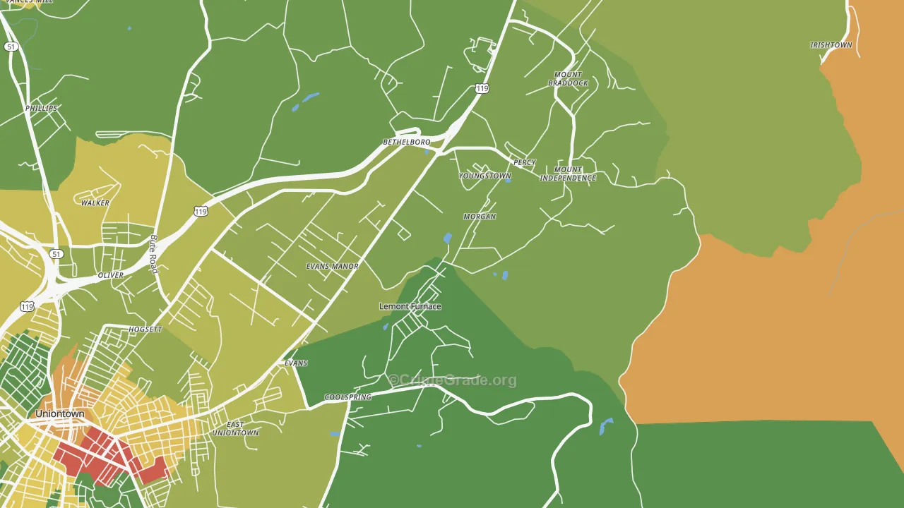 Lemont Furnace, PA Map of Robbery Rates