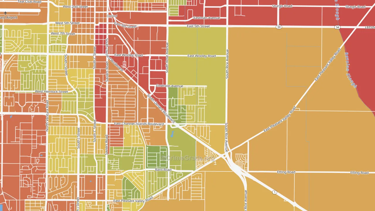 Lemonwood Eastmont, Oxnard, CA Map of Robbery Rates