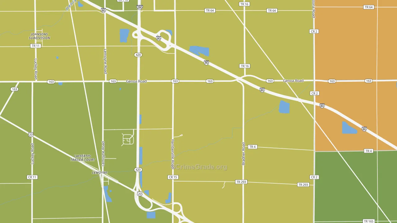 Lemoyne, OH Map of Robbery Rates